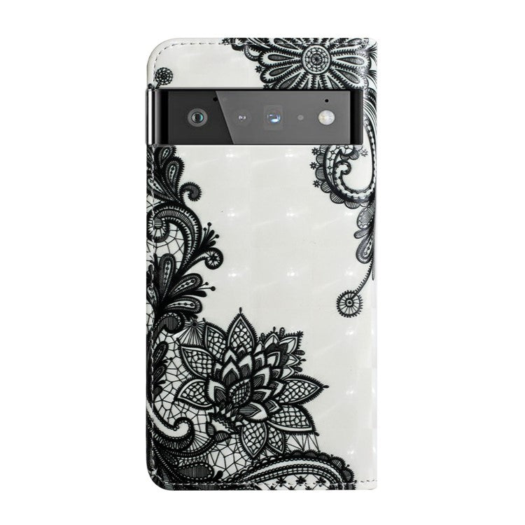 Pattern Printing Light Spot Decor Full Protection Leather Case Phone Cover with Stand Wallet for Google Pixel 6 - Flower