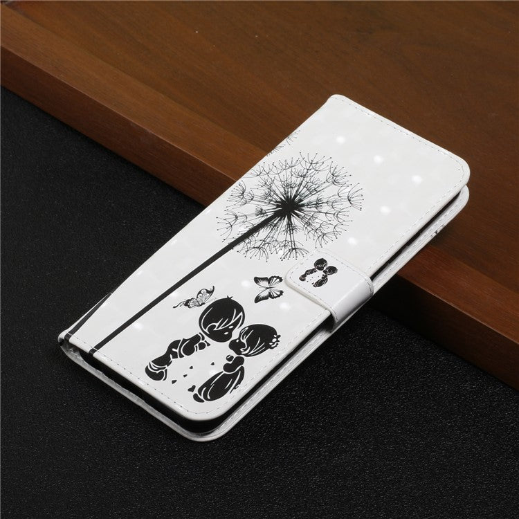 Pattern Printing Light Spot Decor Full Protection Leather Case Phone Cover with Stand Wallet for Google Pixel 6 - Kid and Dandelion