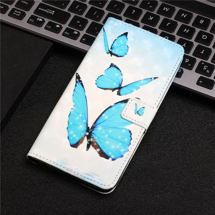 Pattern Printing Light Spot Decor Foldable Stand PU Leather Phone Case Cover with Wallet for Google Pixel 6 Pro - Blue Butterfly