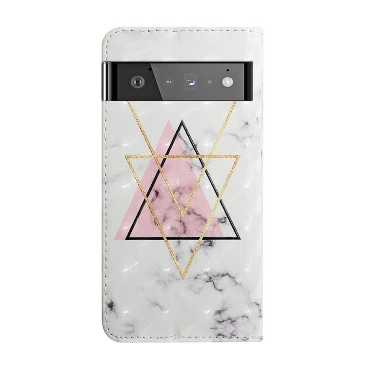 Pattern Printing Light Spot Decor Foldable Stand PU Leather Phone Case Cover with Wallet for Google Pixel 6 Pro - Triangle