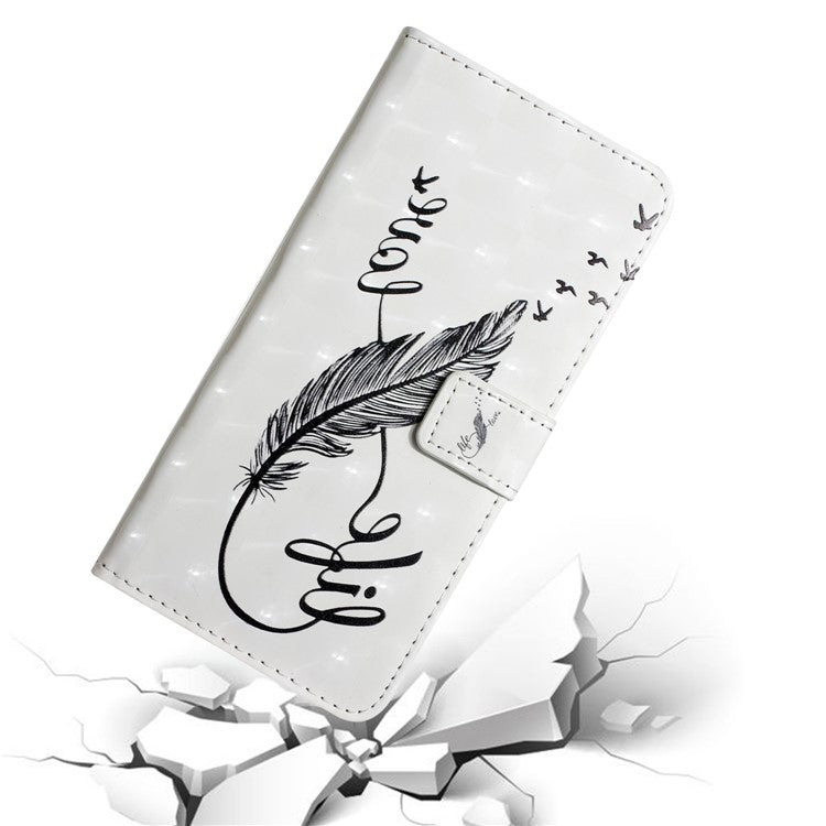 Pattern Printing Light Spot Decor Foldable Stand PU Leather Phone Case Cover with Wallet for Google Pixel 6 Pro - Feather