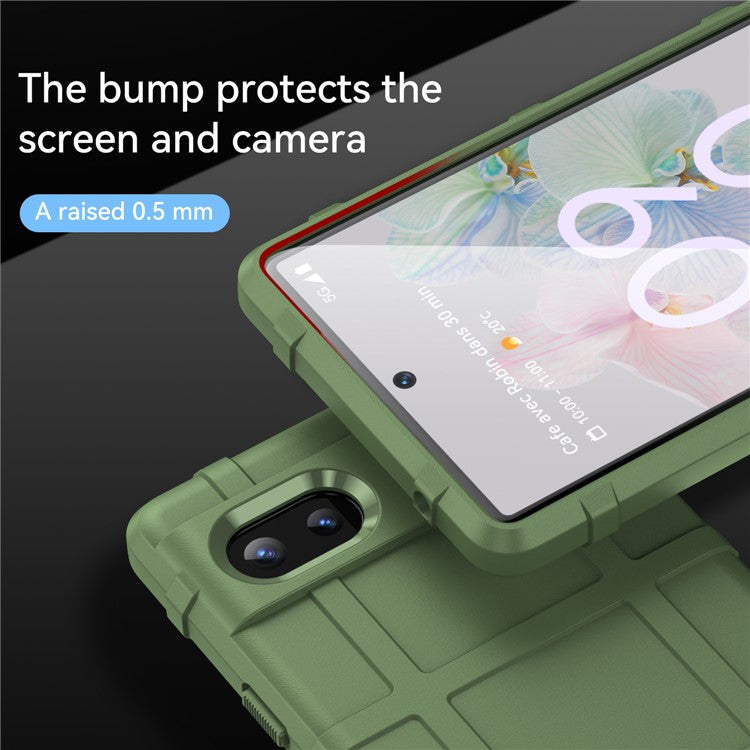 Rugged Square Grid Design Thickened Soft TPU Explosion Protection Anti-Drop Cover for Google Pixel 6a - Green