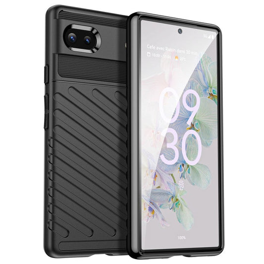 Thunder Series Twill Texture Thickened Smooth Flexible TPU Protective Phone Cover for Google Pixel 6a - Black