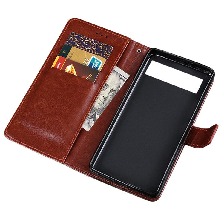 IDEWEI Anti-dust Mobile Phone Bag Case PU Leather + TPU Protection Stand Phone Case for Google Pixel 6 Pro - Sky Blue