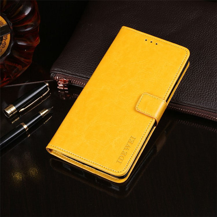 IDEWEI Anti-dust Mobile Phone Bag Case PU Leather + TPU Protection Stand Phone Case for Google Pixel 6 Pro - Yellow