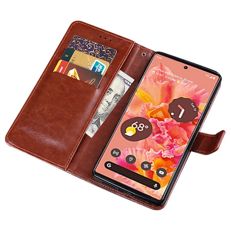 IDEWEI Anti-dust Mobile Phone Bag Case PU Leather + TPU Protection Stand Phone Case for Google Pixel 6 Pro - Dark Blue