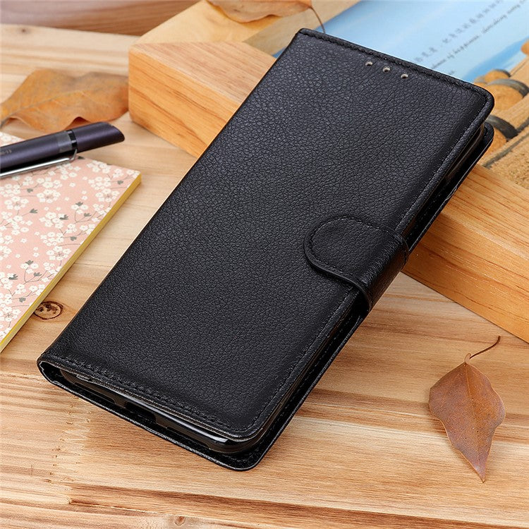 Litchi Texture PU Leather Case Hands-free Stand Design Phone Wallet Cover for Google Pixel 6a - Black