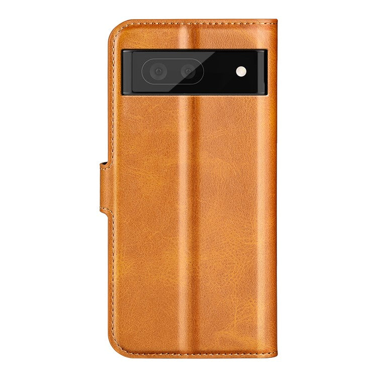 Magnetic Clasp Folio Flip PU Leather + TPU Phone Case Foldable Stand Shockproof Protective Cover for Google Pixel 6a - Yellow