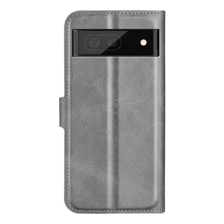 Magnetic Clasp Folio Flip PU Leather + TPU Phone Case Foldable Stand Shockproof Protective Cover for Google Pixel 6a - Grey