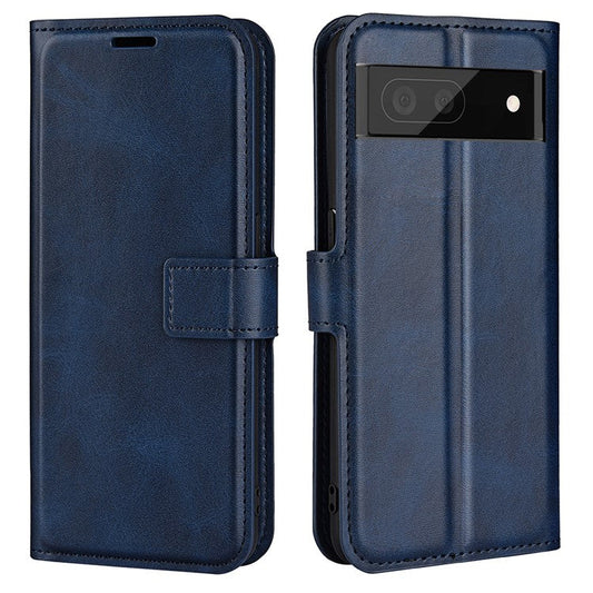 Magnetic Clasp Folio Flip PU Leather + TPU Phone Case Foldable Stand Shockproof Protective Cover for Google Pixel 6a - Blue