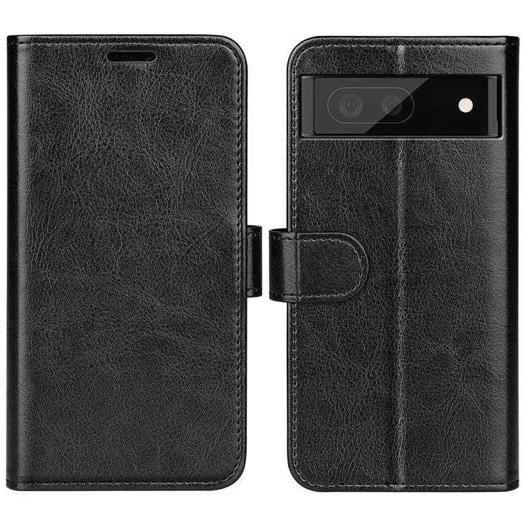 Fall-resistant Crazy Horse Texture PU Leather + TPU Stand Wallet Phone Case Cover for Google Pixel 6a - Black