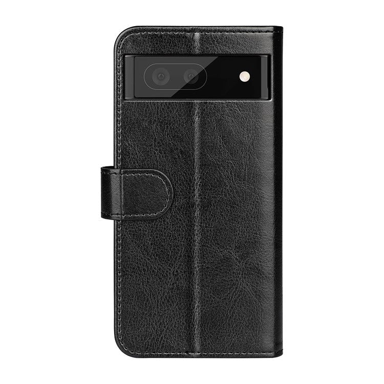 Fall-resistant Crazy Horse Texture PU Leather + TPU Stand Wallet Phone Case Cover for Google Pixel 6a - Black