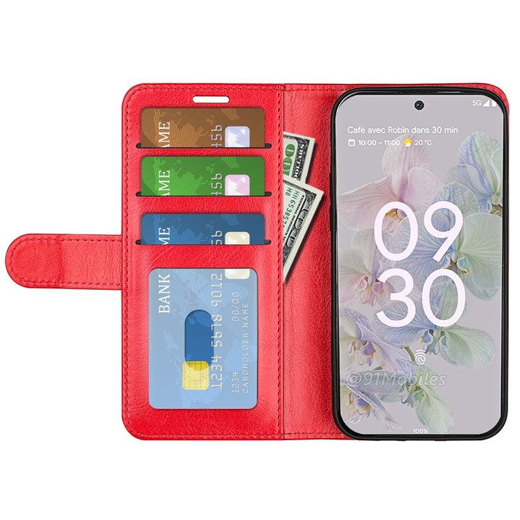 Fall-resistant Crazy Horse Texture PU Leather + TPU Stand Wallet Phone Case Cover for Google Pixel 6a - Red