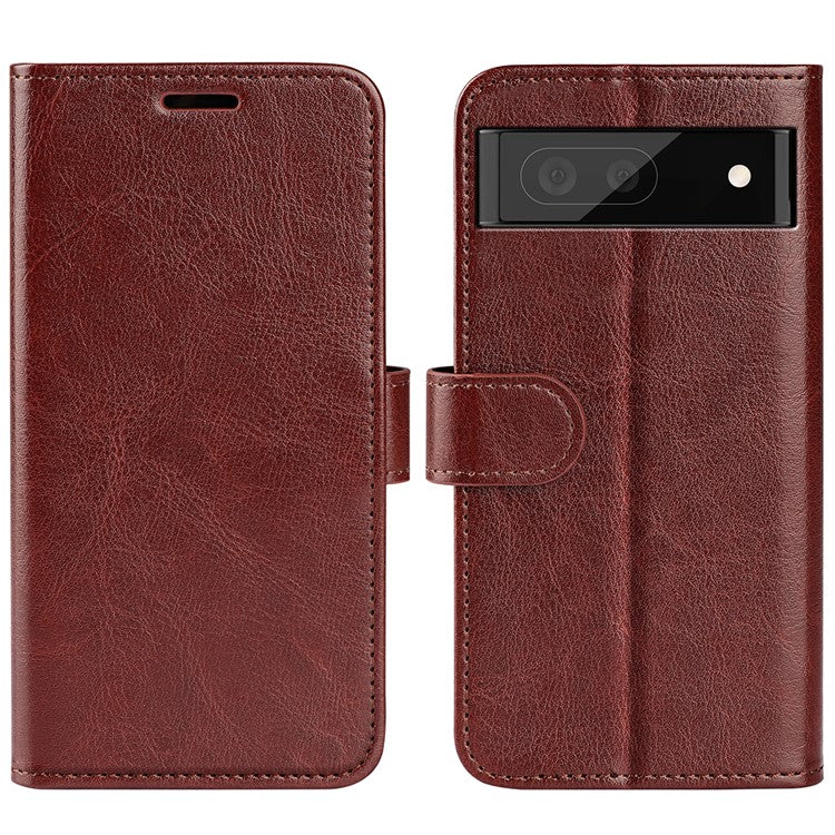 Fall-resistant Crazy Horse Texture PU Leather + TPU Stand Wallet Phone Case Cover for Google Pixel 6a - Brown
