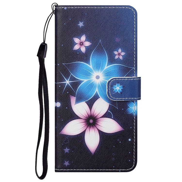 Magnetic Closed PU Leather Phone Protector Cross Texture Folding Phone Case with Stand Wallet for Google Pixel 6a - Flower