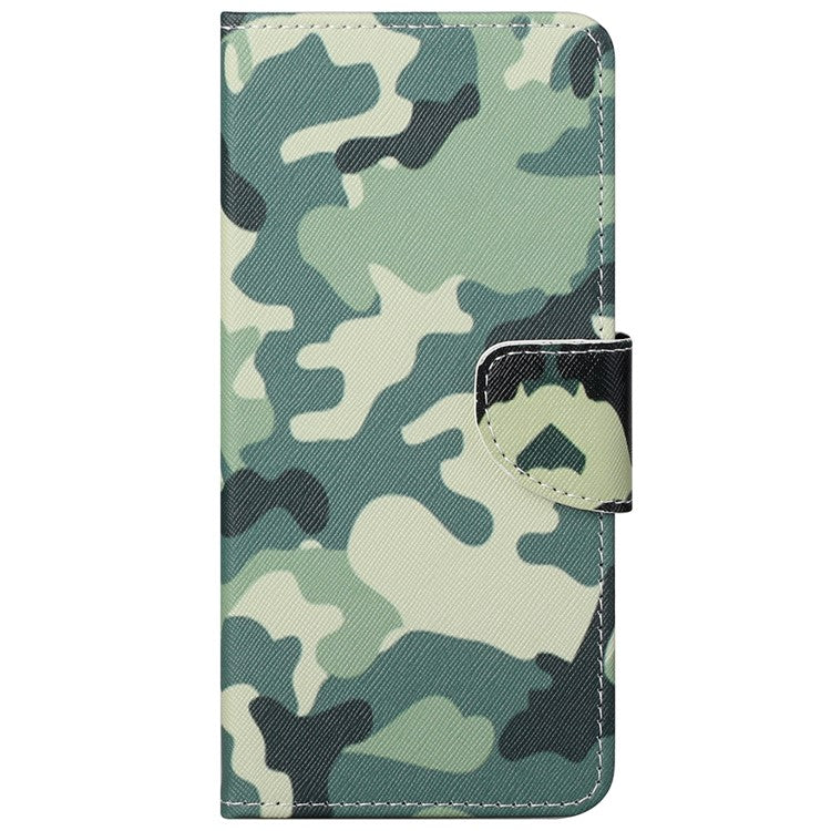 Magnetic Closed Folding Phone Case Cross Texture PU Leather Protective Cover with Wallet for Google Pixel 6a - Camouflage