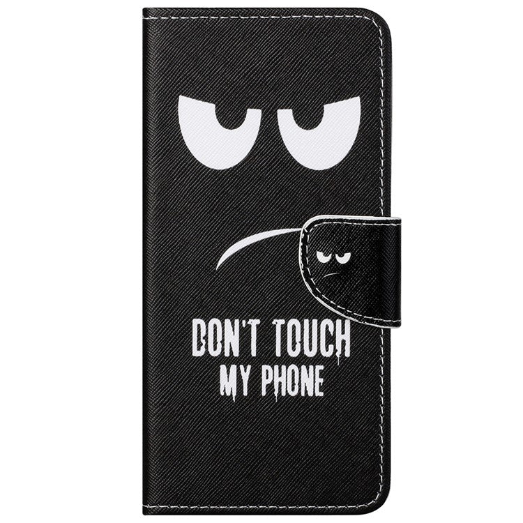 Magnetic Closed Folding Phone Case Cross Texture PU Leather Protective Cover with Wallet for Google Pixel 6a - Don't Touch My Phone