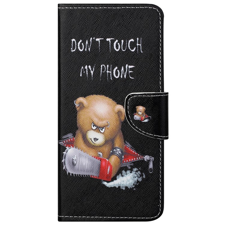 Magnetic Closed Folding Phone Case Cross Texture PU Leather Protective Cover with Wallet for Google Pixel 6a - Bear