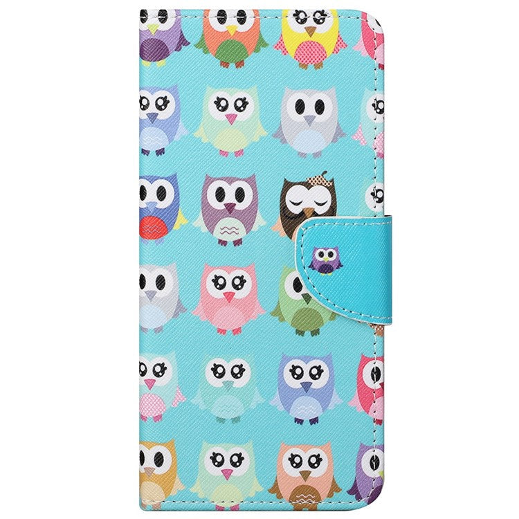 Magnetic Closed Folding Phone Case Cross Texture PU Leather Protective Cover with Wallet for Google Pixel 6a - Cute Owls
