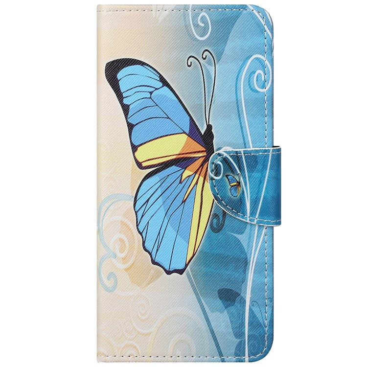 Magnetic Closed Folding Phone Case Cross Texture PU Leather Protective Cover with Wallet for Google Pixel 6a - Blue Butterfly