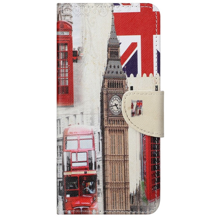 Magnetic Closed Folding Phone Case Cross Texture PU Leather Protective Cover with Wallet for Google Pixel 6a - London Big Ben