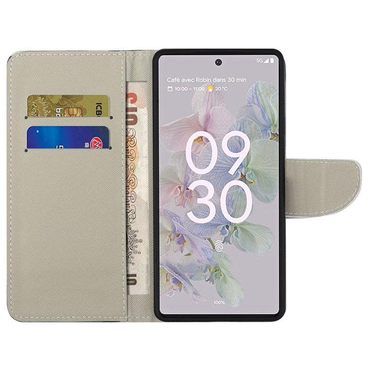Magnetic Closed Folding Phone Case Cross Texture PU Leather Protective Cover with Wallet for Google Pixel 6a - London Big Ben