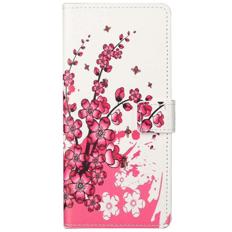 Pattern Printing TPU + PU Leather Stand Magnetic Closure Flip Case with Card Slots and Cash Pocket for Google Pixel 6a - Plum Blossom