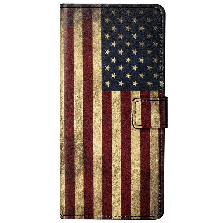 Pattern Printing TPU + PU Leather Stand Magnetic Closure Flip Case with Card Slots and Cash Pocket for Google Pixel 6a - The American Flag