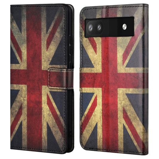 Pattern Printing TPU + PU Leather Stand Magnetic Closure Flip Case with Card Slots and Cash Pocket for Google Pixel 6a - Union Jack