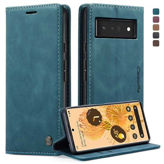 CASEME 013 Series Compatible for Google Pixel 6 Pro Mobile Phone Case Wallet Anti-Drop Magnetic Auto-absorbed PU Leather Flip Phone Cover - Green
