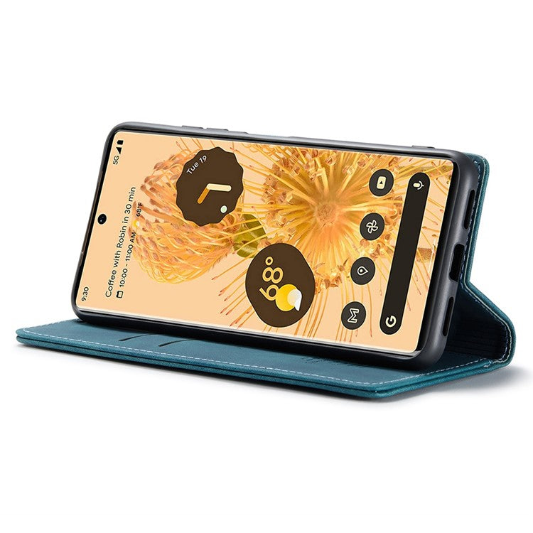 CASEME 013 Series Compatible for Google Pixel 6 Pro Mobile Phone Case Wallet Anti-Drop Magnetic Auto-absorbed PU Leather Flip Phone Cover - Green