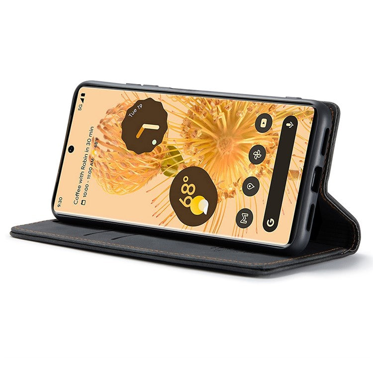 CASEME 013 Series Compatible for Google Pixel 6 Pro Mobile Phone Case Wallet Anti-Drop Magnetic Auto-absorbed PU Leather Flip Phone Cover - Black