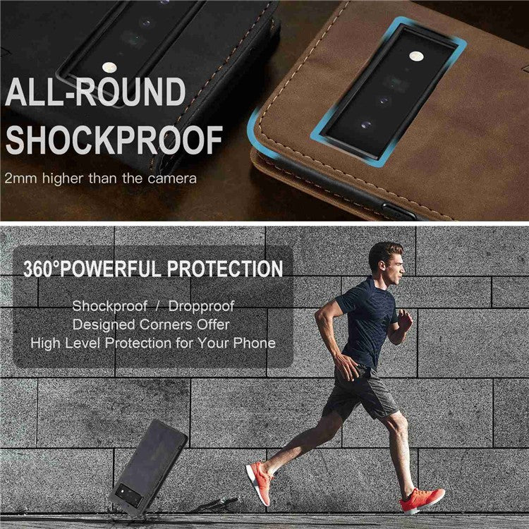 CASEME 013 Series Compatible for Google Pixel 6 Pro Mobile Phone Case Wallet Anti-Drop Magnetic Auto-absorbed PU Leather Flip Phone Cover - Black