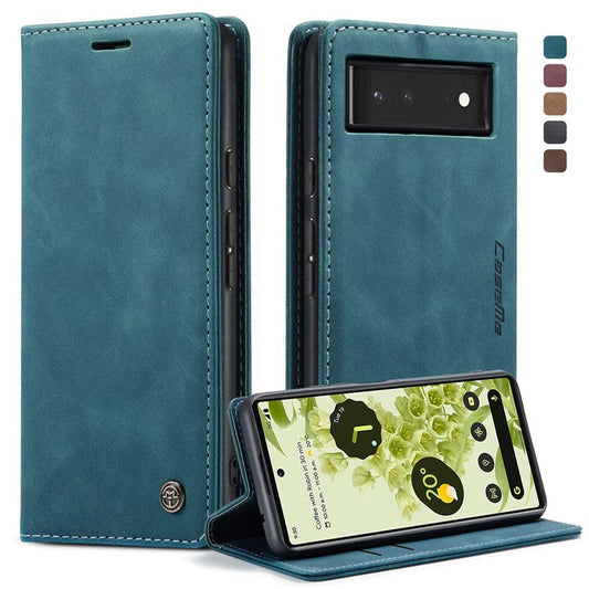 CASEME 013 Series Wallet Stand Design Lightweight Auto-absorbed PU Leather Flip Folio Phone Case for Google Pixel 6 - Green