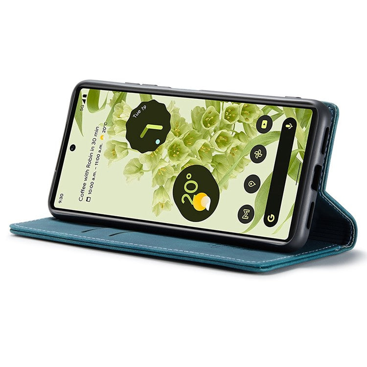 CASEME 013 Series Wallet Stand Design Lightweight Auto-absorbed PU Leather Flip Folio Phone Case for Google Pixel 6 - Green