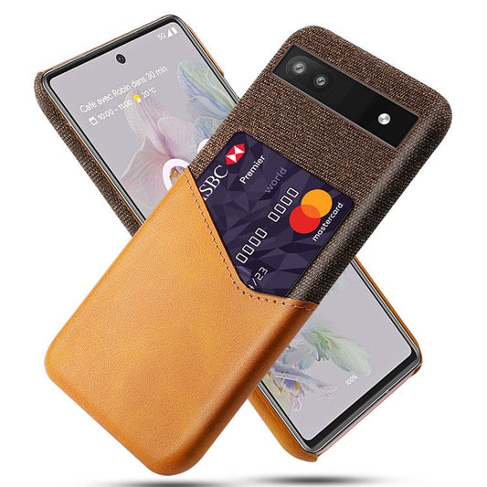 Card Holder Cloth + PU Leather + PC Mobile Phone Case Cover for Google Pixel 6a - Orange