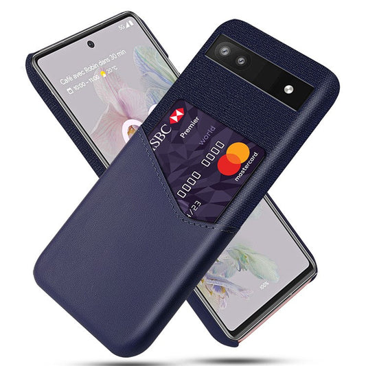 Card Holder Cloth + PU Leather + PC Mobile Phone Case Cover for Google Pixel 6a - Blue
