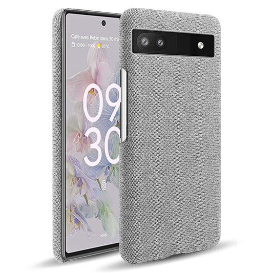 Cloth Texture Coating Shockproof Hard PC Phone Case Shell for Google Pixel 6a - Light Grey