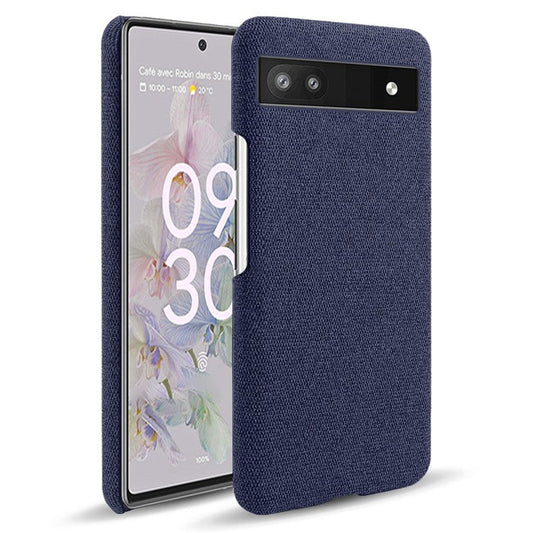 Cloth Texture Coating Shockproof Hard PC Phone Case Shell for Google Pixel 6a - Blue
