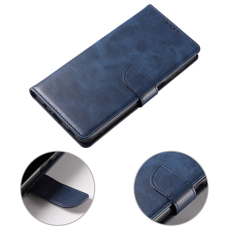 Folio Flip Magnetic Clasp Textured PU Leather + Soft TPU Phone Cover Case for Google Pixel 6 Pro - Blue