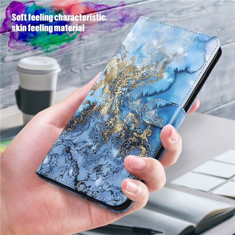 Foldable Stand 3D Pattern Printing PU Leather Wallet Phone Case Shell with Strap for Google Pixel 6a - Bauhinia Valley