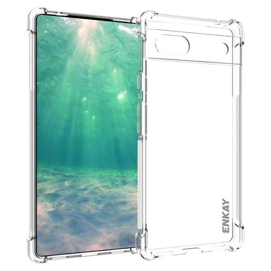ENKAY HAT PRINCE Shock-absorbing Corners Crystal Clear TPU Cover Mobile Phone Shell with Anti-slip Edge for Google Pixel 6a