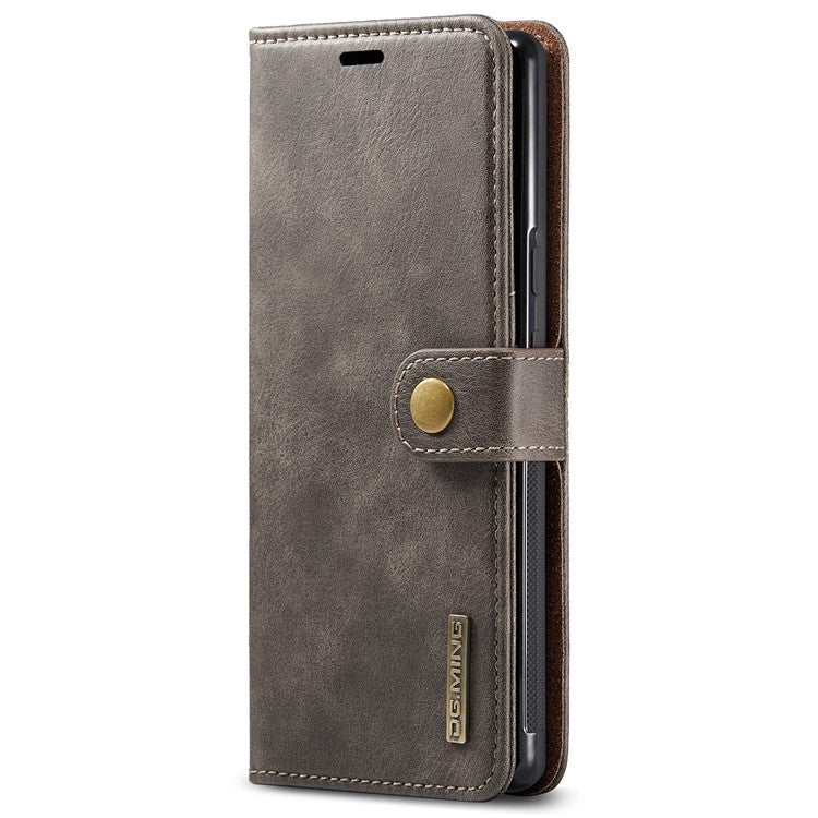 DG.MING Split Leather+TPU Inner Phone Case Wallet Magnetic Detachable 2-in-1 Phone Covering for Google Pixel 6 Pro - Grey