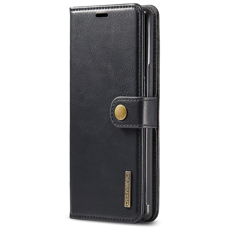 DG.MING Split Leather+TPU Inner Phone Case Wallet Magnetic Detachable 2-in-1 Phone Covering for Google Pixel 6 Pro - Black