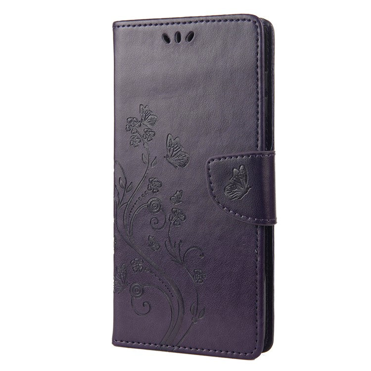 Stylish Imprint Butterflies Leather Phone Case Practical Wallet Stand Covering for Google Pixel 6a - Purple
