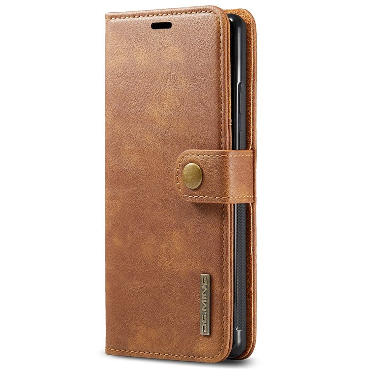 DG.MING Split Leather Cover Wallet Stand Design Detachable Magnetic Absorption Phone Case for Google Pixel 6 - Brown