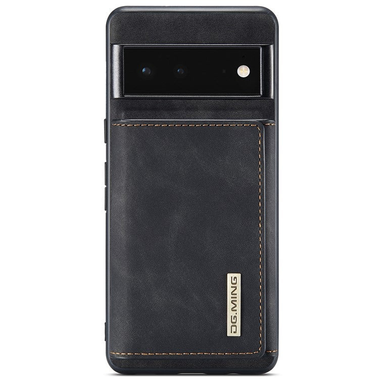 DG.MING M1 Series Detachable 2-in-1 Design Magnetic Absorption Wallet + PU Leather Coated Phone Case Cover with Kickstand for Google Pixel 6 Pro - Black