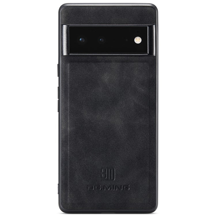 DG.MING M1 Series Detachable 2-in-1 Design Magnetic Absorption Wallet + PU Leather Coated Phone Case Cover with Kickstand for Google Pixel 6 Pro - Black