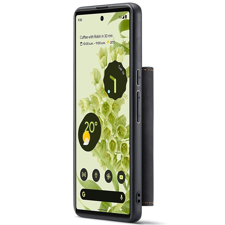 DG.MING M1 Series Detachable 2-in-1 Design Magnetic Absorption Wallet + PU Leather Coated Phone Case Cover with Kickstand for Google Pixel 6 Pro - Black