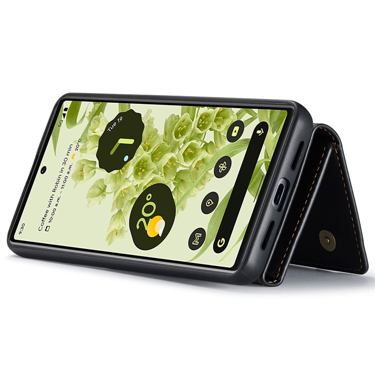 DG.MING M1 Series Detachable 2-in-1 Design Magnetic Absorption Wallet + PU Leather Coated Phone Case Cover with Kickstand for Google Pixel 6 Pro - Black